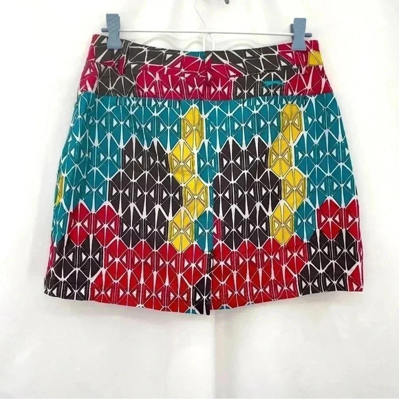 Slazenger Women’s Geometric Golf Skort 2 Teal Yellow Pink Zip Closure Shorts - Picture 5 of 13
